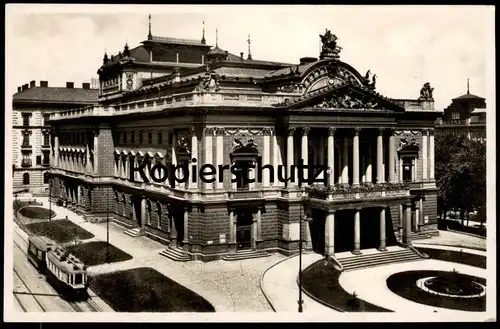 ALTE POSTKARTE BRÜNN STADTTHEATER BRNO MESTSKÉ DIVADLO TRAMWAY TRAM STRASSENBAHN CZECHOSLOVAKIA Czech Republic Mähren