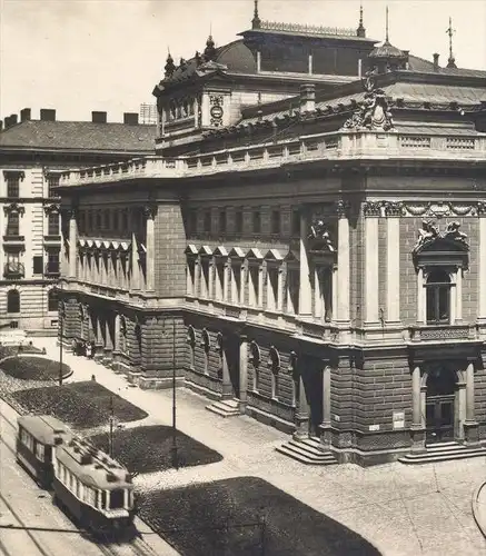 ALTE POSTKARTE BRÜNN STADTTHEATER BRNO MESTSKÉ DIVADLO TRAMWAY TRAM STRASSENBAHN CZECHOSLOVAKIA Czech Republic Mähren