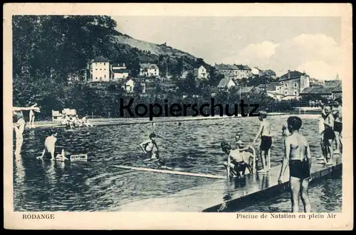 ALTE POSTKARTE RODANGE PISCINE DE NATATION EN PLEIN AIR Bad bath Luxembourg Luxemburg Rodingen cpa postcard AK