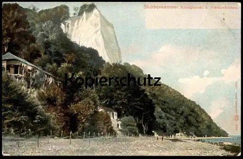 ALTE POSTKARTE INSEL RÜGEN STUBBENKAMMER KÖNIGSSTUHL UND FISCHERHÜTTEN fishing hut Ruegen Ansichtskarte postcard cpa AK