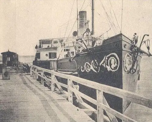 ALTE POSTKARTE BALATONFÜRED BAROSS-HAJÓ-SCHIFF BAROSS VOR DER LANDUNGSBRÜCKE steam ship bateau à vapeur Dampfer steamer