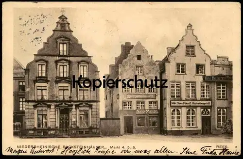 ALTE POSTKARTE REES RHEIN NIEDERRHEINISCHE BACKSTEINHÄUSER SARG-MAGAZIN ADEL AN MUTTER V. BARON VON RICHTHOFEN MONTIGNY
