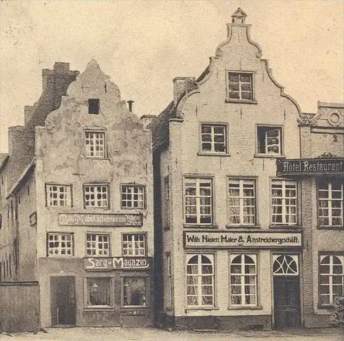 ALTE POSTKARTE REES RHEIN NIEDERRHEINISCHE BACKSTEINHÄUSER SARG-MAGAZIN ADEL AN MUTTER V. BARON VON RICHTHOFEN MONTIGNY