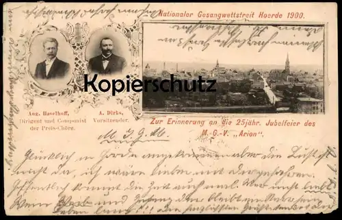 ALTE POSTKARTE JUBELFEIER DORTMUND HOERDE GESANGWETTSTREIT MGV ARION DIRIGENT COMPONIST composer postcard Ansichtskarte