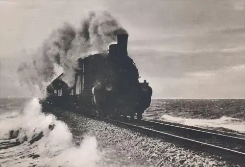 ALTE POSTKARTE WESTERLAND A. SYLT DER HINDENBURGDAMM DAMPFLOK Eisenbahn steam train locomotive à vapeur AK Ansichtskarte