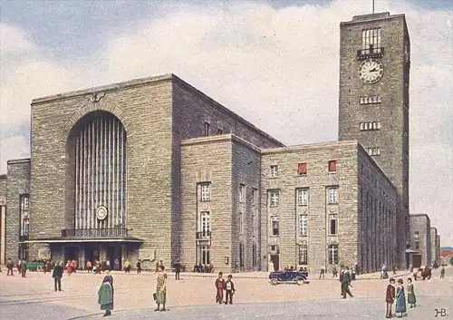 ALTE POSTKARTE STUTTGART HAUPTBAHNHOF KUNSTKARTE NR. 37 SCHWÄBISCHER KUNSTVERLAG HANS BOETTCHER Bahnhof Station Gare cpa