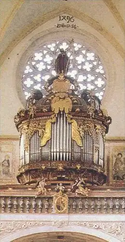 POSTKARTE NEUBERG AN DER MÜRZ STIFTSKIRCHE ORGEL MIT ROSETTE 1327 Rundorgel Barock eglise orgue organ cpa Steiermark