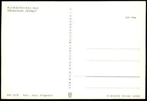 ÄLTERE POSTKARTE KLINGENTHAL SACHSEN HO-SPORTHOTEL WALDGUT Interieur Aschberg Ansichtskarte cpa postcard AK