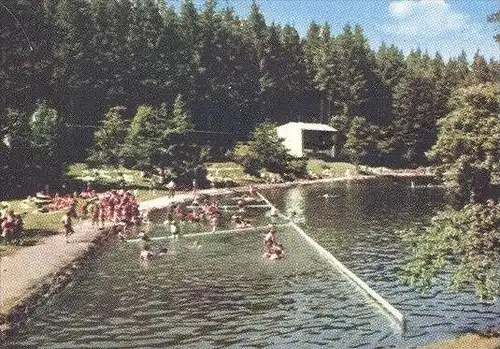 ÄLTERE POSTKARTE GRÜSSE AUS ISNY IM ALLGÄU 1971 Bad bath See Verlag Buchhandlung Kissling cpa postcard AK Ansichtskarte