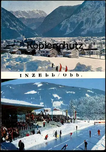 POSTKARTE INZELL BAYERN EISSCHNELLLAUF-STADION speed-skating stadium patinage de vitesse Eislaufen Winter hiver Schnee