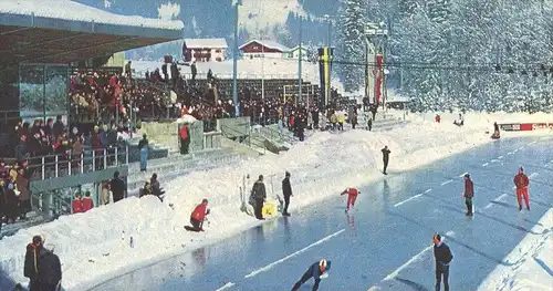 POSTKARTE INZELL BAYERN EISSCHNELLLAUF-STADION speed-skating stadium patinage de vitesse Eislaufen Winter hiver Schnee