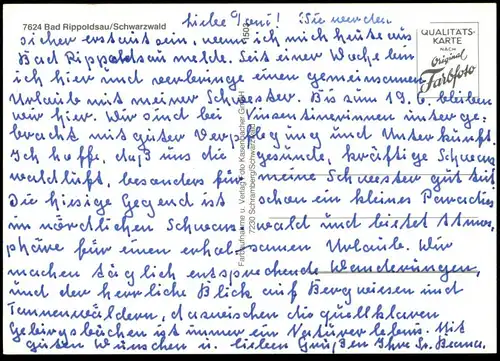 POSTKARTE BAD RIPPOLDSAU PANORAMA SCHWIMMBAD Bath Piscine Schwarzwald black forest foret-noire Ansichtskarte AK postcard