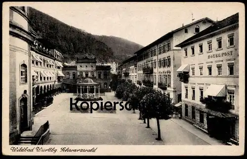 ALTE POSTKARTE BAD WILDBAD HOTEL POST WÜRTTEMBERG SCHWARZWALD KURPLATZ black forest foret-noire postcard Ansichtskarte