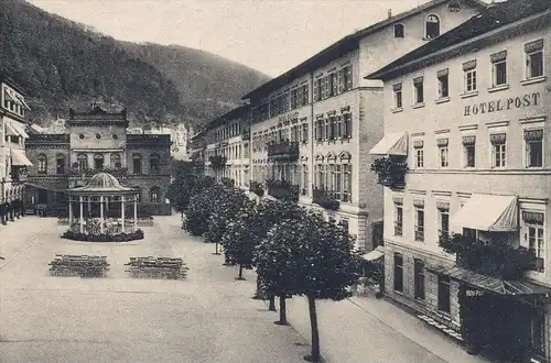 ALTE POSTKARTE BAD WILDBAD HOTEL POST WÜRTTEMBERG SCHWARZWALD KURPLATZ black forest foret-noire postcard Ansichtskarte