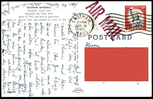 ÄLTERE POSTKARTE EASTHAM WINDMILL 1793 CAPE COD WINDMÜHLE Mühle mole molen moulin mill cpa postcard AK Ansichtskarte