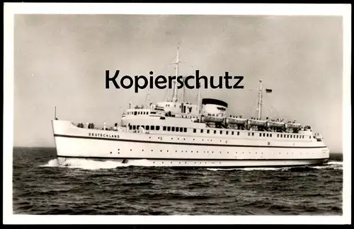 ÄLTERE POSTKARTE BUNDESBAHN-HOCHSEE-FÄHRSCHIFF MS DEUTSCHLAND SCHIFFSPOST STEMPEL Schiff Motorschiff ship Ansichtskarte