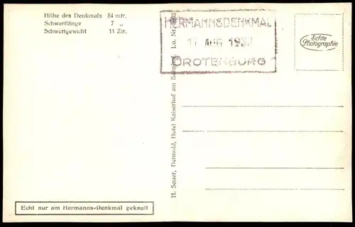 ALTE POSTKARTE HERMANNS-DENKMAL IM TEUTOBURGER WALD BEI DETMOLD 1933 Hermannsdenkmal postcard cpa Ansichtskarte AK