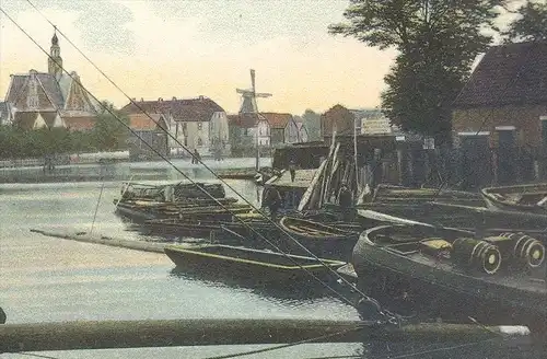 ALTE POSTKARTE EMDEN FALDERNDELFT FISCHER TRACHT fisher Mühle Windmühle Molen Moulin Windmill Schiff ship Ansichtskarte