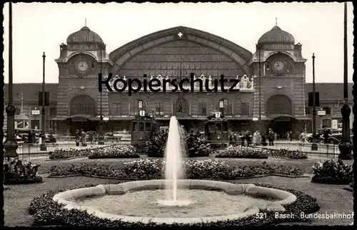 ALTE POSTKARTE BASEL BAHNHOF FELDPOST 1939 STRASSENBAHN Tram Tramway Bundesbahnhof station gare postcard Ansichtskarte