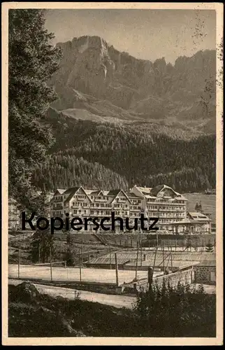 ALTE POSTKARTE SAN MARTINO DI CASTROZZA HOTEL DOLOMITI UNTERSCHRIFT INHABER Trentino Italia lawn tennis court postcard