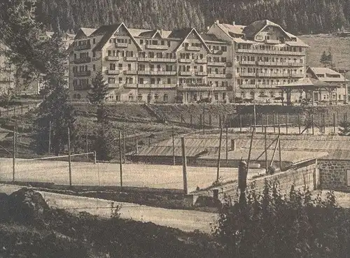 ALTE POSTKARTE SAN MARTINO DI CASTROZZA HOTEL DOLOMITI UNTERSCHRIFT INHABER Trentino Italia lawn tennis court postcard