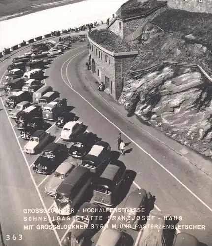 ÄLTERE POSTKARTE GROSSGLOCKNER SCHNELLGASTSTÄTTE PARKPLATZ OPEL VOLKSWAGEN VW MERCEDES FORD Automobile Auto postcard AK