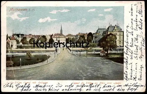 ALTE POSTKARTE MÜLHAUSEN RHEIN-RHONE-CANAL DU RHONE AU RHIN MULHOUSE KANAL ALSACE ELSASS cpa Ansichtskarte AK