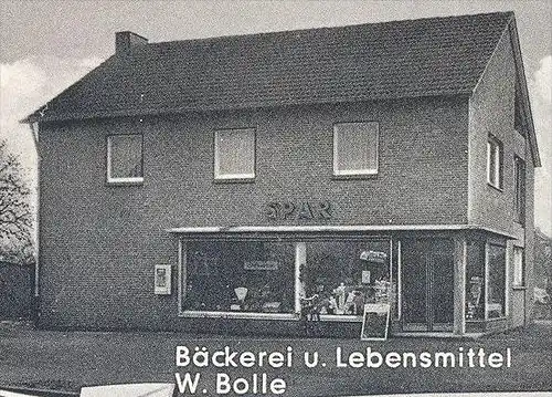 ÄLTERE POSTKARTE GRUSS AUS RINKERODE DRENSTEINFURT BÄCKEREI W. BOLLE SPAR EHRENMAL SCHULE DORFSTRASSE HAUS BORG AK cpa