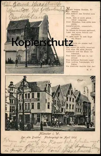 ALTE POSTKARTE MÜNSTER WESTFALEN ABBRUCH DES DRUBBEL APRIL 1906 A. Lobenstein cpa postcard AK Ansichtskarte Muenster