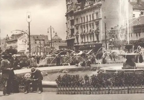 ALTE POSTKARTE BELGRADE PLACE DE TÉRASIE Sphinx Beograd Tram Tramway Strassenbahn Serbien Serbia Serbie Belgrad postcard