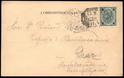 ALTE POSTKARTE DAS BATZENHÄUSL IN BOZEN 1902 Ca de Bezzi Batzenhäusel Bolzano Alto Adige Val Gardena Dolomiti