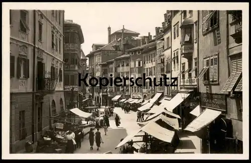 ALTE POSTKARTE BOLZANO PIAZZA DELLE ERBE Augenoptik & Photographie Hans Reich Bozen Alto Adige Val Gardena Dolomiti