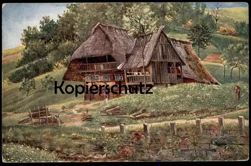 ALTE POSTKARTE AN DER LANDSTRASSE SCHWARZWALDHAUS BAUERNHAUS IM SCHWARZWALD BLACK FOREST Foret-noire postcard