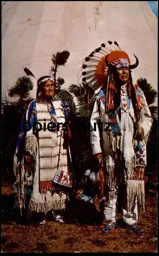 POSTKARTE INDIAN CHIEF BENJAMIN & WIFE OGALA SIOUX Indianer Indians Indien Kopfschmuck feather headdress coiffe postcard