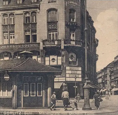 ALTE POSTKARTE GÖRLITZ SCHLESIEN MARIENPLATZ MIT DICKEM TURM J. Bargou Goerlitz Zgorzelec cpa postcard AK Ansichtskarte