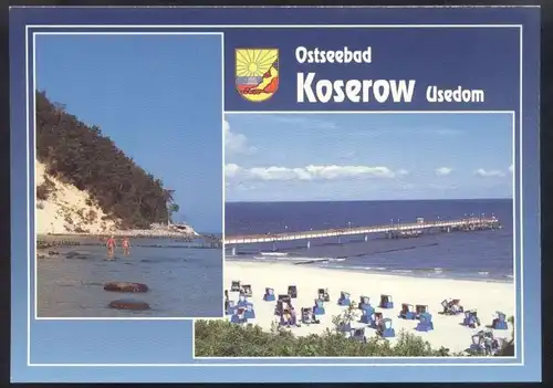 POSTKARTE OSTSEEBAD KOSEROW Usedom FKK nudity nudist nude nudiste Uznam Ostsee Baltic Sea cpa postcard AK Ansichtskarte