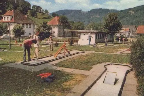 ÄLTERE POSTKARTE OBERPRECHTAL SCHWARZWALD GASTHOF HIRSCHEN MINIGOLF crazy miniature mini-golf Ansichtskarte cpa postcard