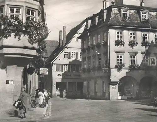 ALTE POSTKARTE AALEN WÜRTTEMBERG ALTES RATHAUS MIT BLUMENERKER AM NEUEN RATHAUS OBERHEMDEN METZGEREI WIED Ansichtskarte