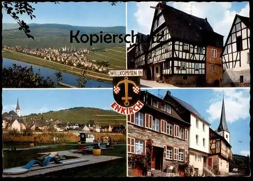 ÄLTERE POSTKARTE WILLKOMMEN IN ENKIRCH MOSEL Traben-Trarbach Anker Wappen Minigolf  crazy miniature mini-golf postcard