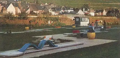 ÄLTERE POSTKARTE WILLKOMMEN IN ENKIRCH MOSEL Traben-Trarbach Anker Wappen Minigolf  crazy miniature mini-golf postcard