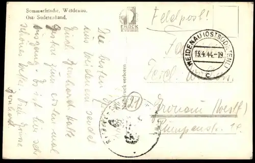 ALTE POSTKARTE WEIDENAU OST-SUDETENLAND VIDNAVA Böhmen Sudeten Tschechien Ceska Republika postcard AK cpa