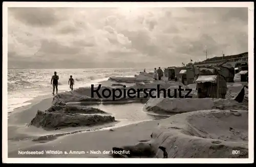 ALTE POSTKARTE NORDSEEBAD WITTDÜN AUF INSEL AMRUM 1938 NACH DER HOCHFLUT Flut Strand plage beach postcard Ansichtskarte