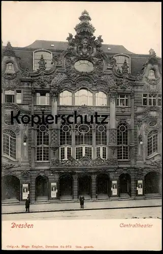 ALTE POSTKARTE DRESDEN CENTRALTHEATER Theater théatre playhouse Plakat Werbung cpa postcard AK Ansichtskarte