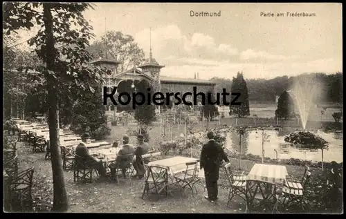 ALTE POSTKARTE DORTMUND PARTIE AM FREDENBAUM Restauration Springbrunnen Fontaine Fountain cpa postcard AK Ansichtskarte