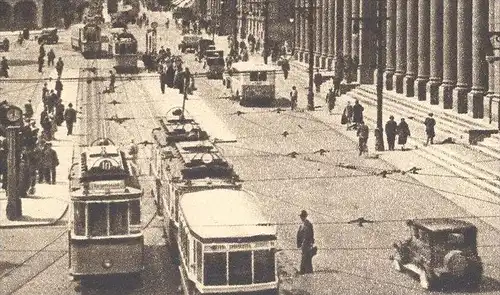 ALTE POSTKARTE STUTTGART KÖNIGSBAU VERKEHR Strassenbahn Tram tramway Kupfertiefdruck cpa postcard AK Ansichtskarte