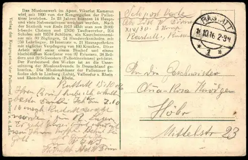 ALTE POSTKARTE KAMERUN CHRISTLICHER HÄUPTLING MIT FRAU UND KIND PALLOTTINERMISSION Cameroun Cameroon family Pallottiner