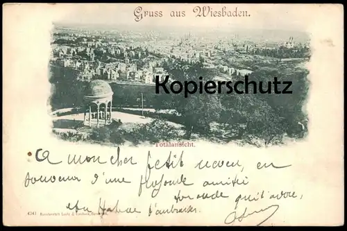 ALTE POSTKARTE GRUSS AUS WIESBADEN TOTALANSICHT PANORAMA NEROBERG AK Ansichtskarte cpa postcard