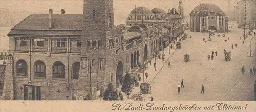 ALTE POSTKARTE HAMBURG ST. PAULI LANDUNGSBRÜCKEN MIT ELBTUNNEL1923 cpa postcard Ansichtskarte AK