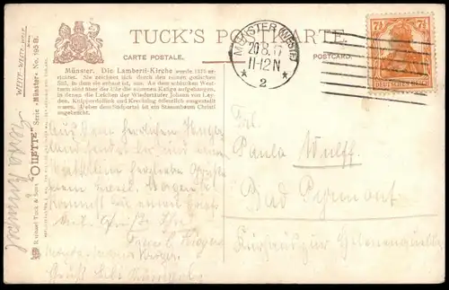 ALTE POSTKARTE MÜNSTER OILETTE RAPHAEL TUCK POSTCARD SERIE No.195B KÜNSTLER CHARLES F. FLOWER