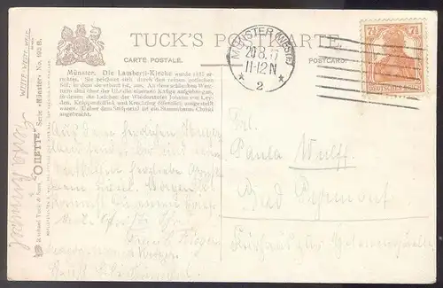ALTE POSTKARTE MÜNSTER OILETTE RAPHAEL TUCK POSTCARD SERIE No.195B KÜNSTLER CHARLES F. FLOWER